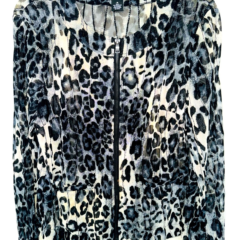 Grey & Black leopard sheer jacket